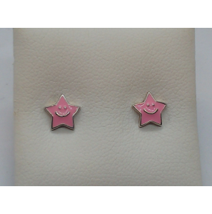Zilver oorknop ster met roze email - 3121327