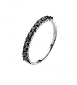 ZINZI zilver rijring zwarte zirc. smal maat 56 - 3121537