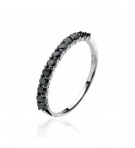 ZINZI zilver rijring zwarte zirc. smal maat 54 - 3121538
