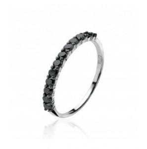 ZINZI zilver rijring zwarte zirc. smal maat 54 - 3121538
