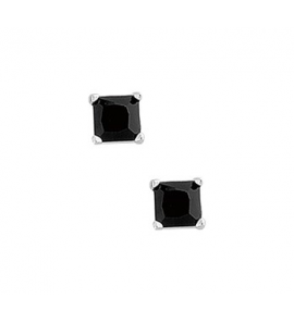 Zilver RH oorknop 4pt met zwarte zirkonia vierkant 4 mm - 3121825