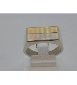 Zilver herenring met goudstreepje mt. 19¾ - 3122210