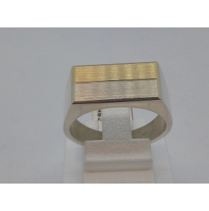 Zilver herenring met goudstreepje mt. 19¾ - 3122210