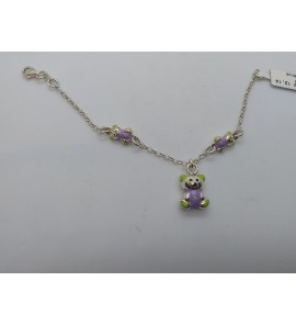 Zilver armband jasseron met beren email 12-14 cm - 3122312