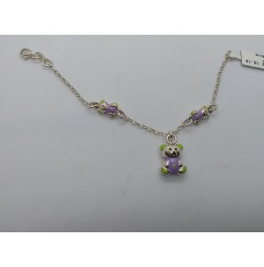 Zilver armband jasseron met beren email 12-14 cm - 3122312