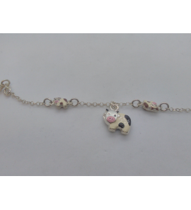 Zilver armband jasseron met koetjes email 12-14 cm - 3122315