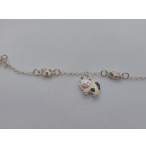 Zilver armband jasseron met koetjes email 12-14 cm - 3122315