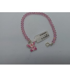 Zilver mode rozekraal 4 mm armband bedel pink panter - 3122319