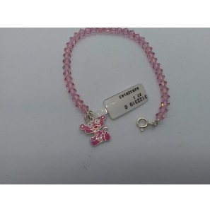 Zilver mode rozekraal 4 mm armband bedel pink panter - 3122319
