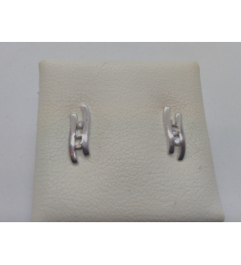 Zilver RH oorknop met 6x0.01crt diamant - 3122399