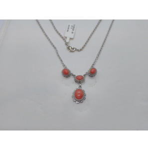 Zilver Choker met bloedkoraal (4 hangers) 45 cm - 3122425