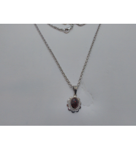 Zilver hanger met granaat ink. collier 44 cm - 3122429