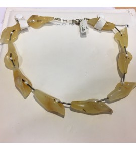 Edelsteen collier agaat "kelk" geel met zilver staafjes en bollen - 3122603