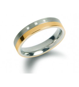 Boccia ring 0129-0457 bicolor met diamant 3x0.015 - 3122764