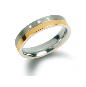Boccia ring 0129-0457 bicolor met diamant 3x0.015 - 3122764