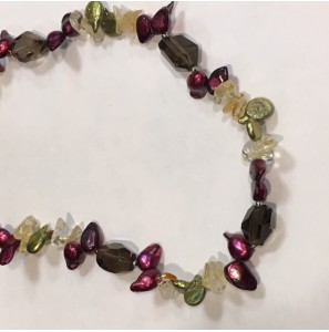 Collier mvan ZW parels en kleur stenen 48 cm - 3123031
