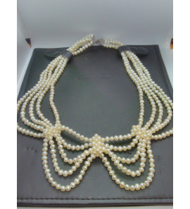 ZW parel choker 5-rij met 3 knopen - 3123036