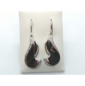 Zilver oorhangers RH glans met zirkonia - 3123070