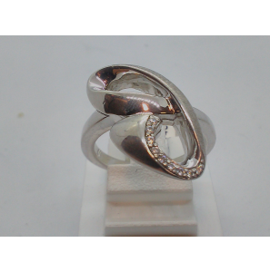 Zilver dames ring RH glans/mat met zirkonia - 3123098