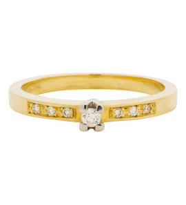 Eclat dames ring solitair 0.05 + 6x0.01 zijsteenen G-VVS/VS bicolour - 3123273