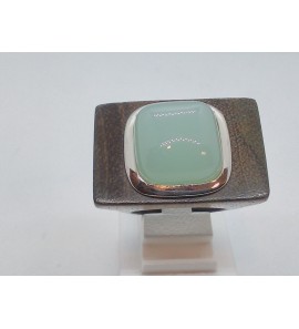 Dames ring ebbenhoud met obsidiaan in zilver - 3123278