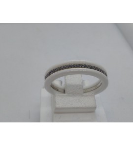 Jeunesse ring 14k met wit keramiek en zwart diamant. - 3123711