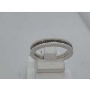Jeunesse ring 14k met wit keramiek en zwart diamant. - 3123711