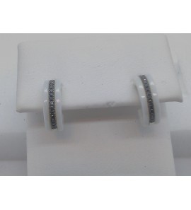Jeunesse oorsieraden 14k met wit keramiek en zwart diamant. - 3123716