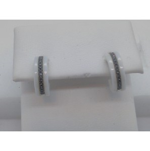 Jeunesse oorsieraden 14k met wit keramiek en zwart diamant. - 3123716