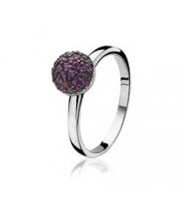 ZINZI zilverring bol pave rood mt. 52 - 3123880