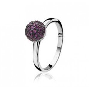 ZINZI zilverring bol pave rood mt. 52 - 3123880