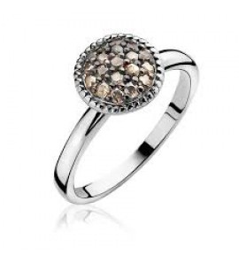 ZINZI zilver ring rond pave bruin mt. 58 - 3123881