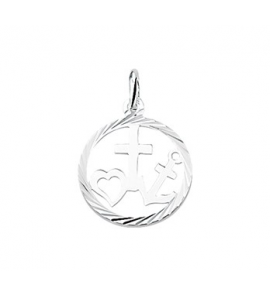Zilver hanger geloof/hoop/liefde in rand 17mm - 3124046