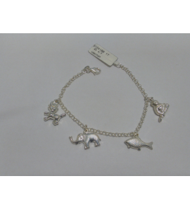 Zilver jasseron armband 4 bedels gesold. 17 cm - 3124188
