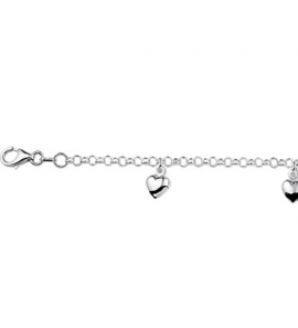 Zilver jasseron armband 3x hart gesold. 15 cm - 3124189