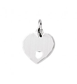 Zilver graveerplaat hartje met uitg.hartje 13x13 mm - 3130101
