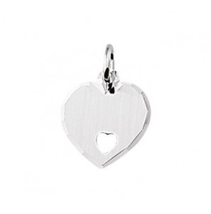Zilver graveerplaat hartje met uitg.hartje 13x13 mm - 3130101