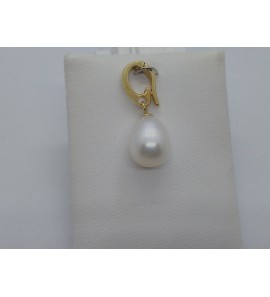 Goud hanger clip met ch.parel druppel - 3131775