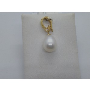 Goud hanger clip met ch.parel druppel - 3131775