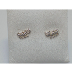Zilver oorknop poes - 3131944