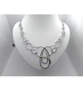 Eclat zilver/goud collier met briljant 0.135 crt. - 3130202