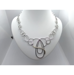 Eclat zilver/goud collier met briljant 0.135 crt. - 3130202