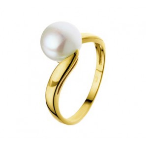 Gouden dames ring met parel mt. 17 - 3132707