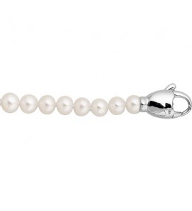 Zilver gerhodinerd parelarmband 18.5 cm 6mm parel - 3132728