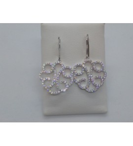 Zilver gerhodineerd oorhangers met zirconia - 3132692
