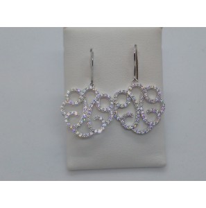 Zilver gerhodineerd oorhangers met zirconia - 3132692