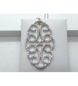 Zilver gerhodineerd collier 41 +2 cm met zirconia - 3132694