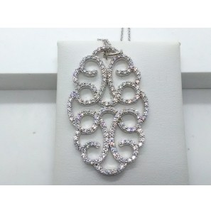 Zilver gerhodineerd collier 41 +2 cm met zirconia - 3132694