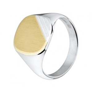 Goud met zilver herenring mt.19 - 3132821