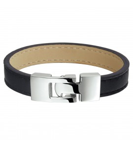 Leren armband zwart 10 mm 18.5 cm - 3133104